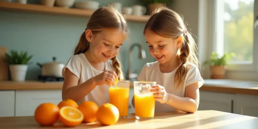 niñas preparando un zumo con el exprimidor braun cj 3050 bk leon